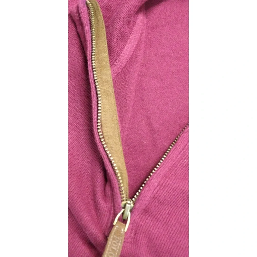 Polo Ralph Lauren Estate Rib Quarter Zip Men L Burgundy Cotton Flesh Pony Golf